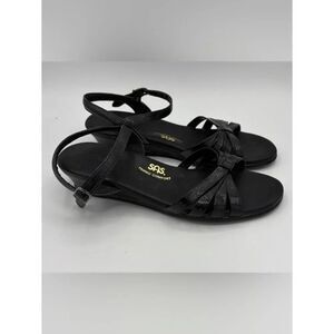SAS patent leather black strapy semi wedge sandal women’s 9.5